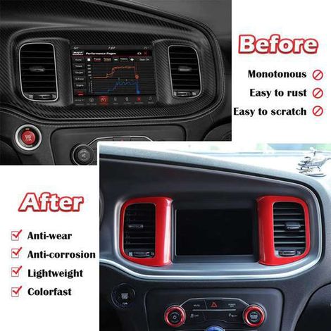 4 decorative covers for the center console air vents and side vent frames of the Dodge Charger (1/4)