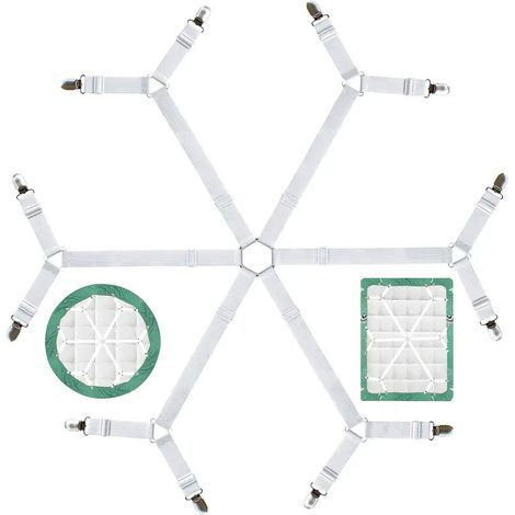 Attache Drap Housse, Tendeur Drap Housse, Sangle Matelas, Elastique Drap Housse, Sangle Drap Housse, Clips à 3 Voies et 6 Côtés, Convient Aux Draps-Housses et Aux Draps, Blanc (1/5)