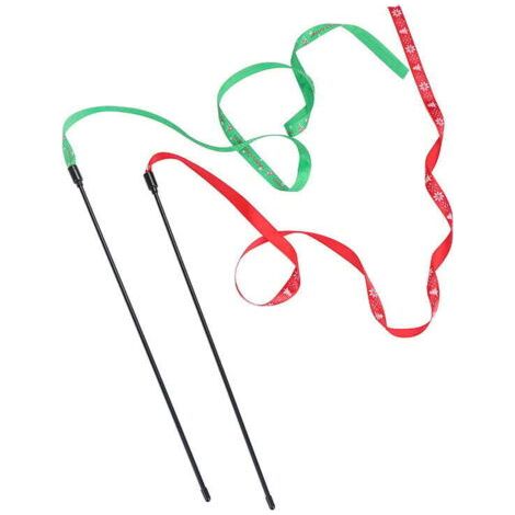 QORVA-Jouet baguette pour chaton de Noël avec ruban rouge vif ou vert (1/4)
