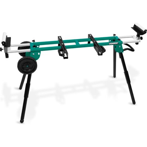 Vonroc – Support de scie à onglet universel – Construction en acier – Réglable en hauteur et largeur – Capacité de charge 150 kg – Pliable et portable