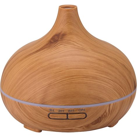 Humidificateur ultrasonique 5 en 1 avec diffuseur d'huiles essentielles, grande capacité 550 ml, 4 réglages de minuterie, 7 lumières, design en bois (1/5)
