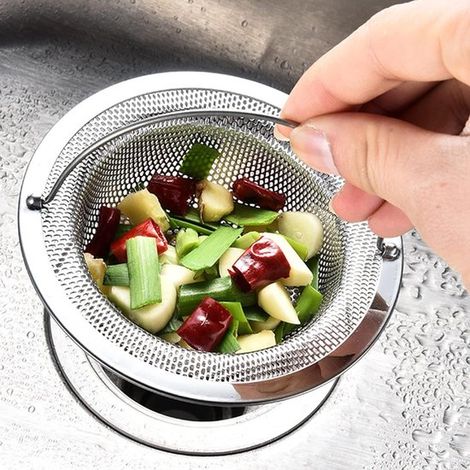 Set di due filtri per scarico - Filtro per lavello da cucina in acciaio inox, adatto per lavabi e tubi di scarico. (1/5)