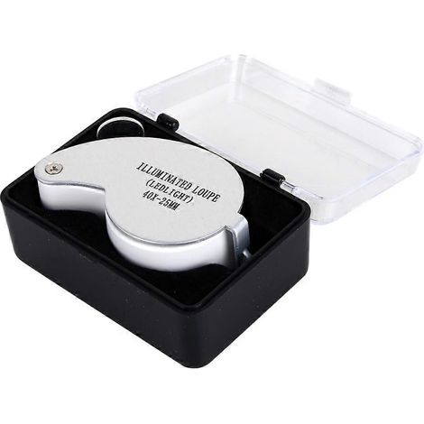 Sliver 40X Leselupe, Glaslupe, beleuchtete Vergrößerungslinse mit LED-Lampe