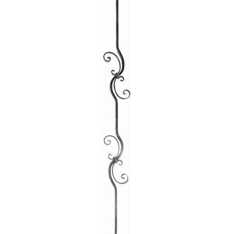 Barreau courbé 4 volutes - Hauteur 900mm Largeur 170mm Carré de 12mm - Fer forgé - À souder - DECO FER FORGE