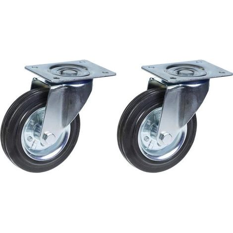 Rollen - 160 mm - Schwarzer Gummi - Set von 2 - Drehbar - Tragfähigkeit 300 kg