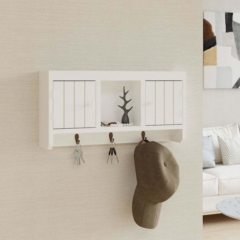 vidaXL Armadietto per Chiavi Bianco 40x8,5x20 cm in Legno e