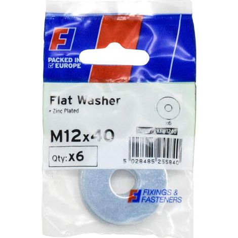 ForgeFix FPKFW1240 Flat Washers ZP M12 x 40mm ForgePack 6 FORFPKFW1240