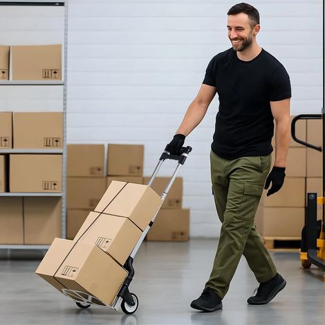 Folding Aluminium Hand Truck  60kg Capacity Foldable Shopping Trolley, Multi-Purpose Sack Truck, Collapsible Luggage Cart & Portable Moving Trolley for Home, Office & Travel