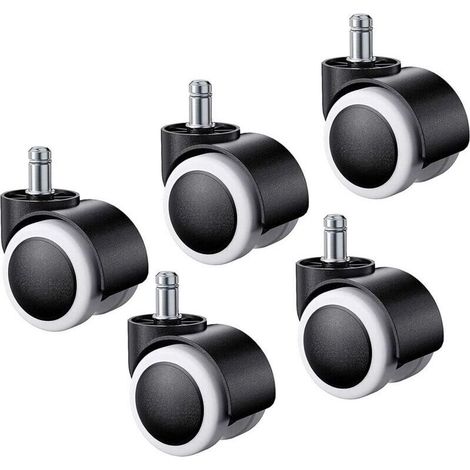 5pcs Roulette pour Chaise de Bureau,Roulettes pour Sols Durs Universelles Remplacement Roulette Fauteuil Bureau pour Siège de Bureau, Sols Stratifiés, Parquets, Carrelages 11X22mm (1/4)