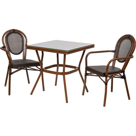 Conjunto de mesa y 2 sillas marrón, mesa:70x70x72.silla(2):55x58x88 (1/5)