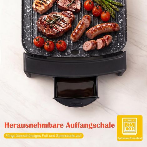 2150 W grill électrique de table 44 x 24 cm, double zone lisse et rainurée, pour intérieur et extérieur (1/5)