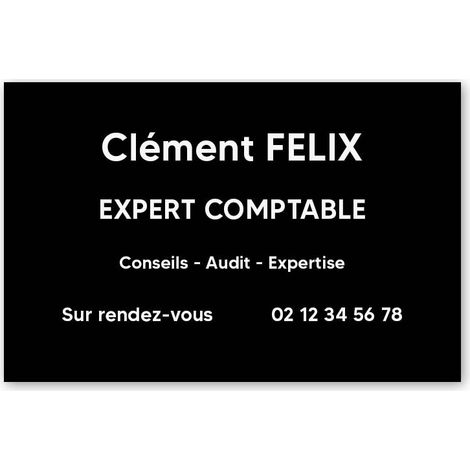 Plaque professionnelle PVC 30x20 – Gravure Personnalisée | Comptables - Noire lettres blanches (1/3)