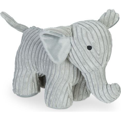 Fermaporta elefante decorativo pratico cameretta bambini 20 x 15 x 10 cm in velluto a coste grigio 130008904