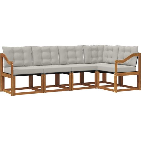 Conjunto de sofás de exterior 5 pcs Gris Natural y Claro vidaXL (1/5)