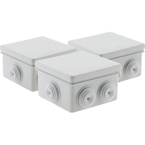Boîte De Dérivation - Lot De 3 - Plastique Gris - IP55 Étanche - Pour Câblage Extérieur - 80x80x46 Mm (1/5)