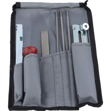Kit de lime tronçonneuse , 8 pièces jauge profondeur scie à chaîne Trousse d'outils d'affûtage en acier et bois 19 cm / 7,48 pouces longueur - (1/5)