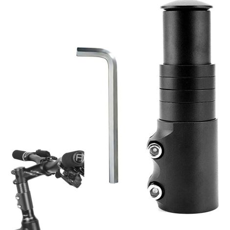 Rehausse Potence de Guidon. Rehausse Potence VTT. Extenseur Potences Vélo. Bicyclette Étendre Riser Adaptateur. Convient aux VTT et Vélos de Route. avec Clé Hexagonale. Noir (1/5)