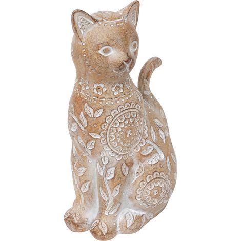 Katze Lindo H.18,5cm Harz beige - Atmosphera créateur d'intérieur