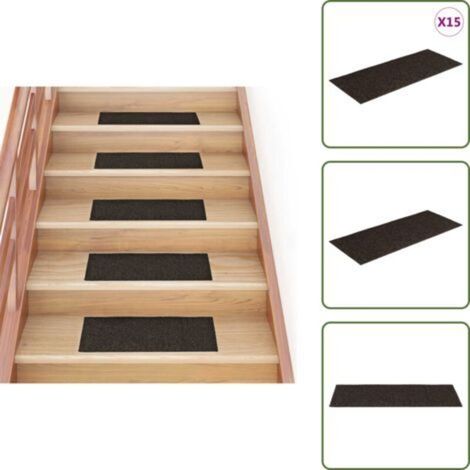 Tapis d'escalier autocollants Rectangulaire 15 pcs 60x25 cm - Tapiss Escalier - Tapis Marche - Carpettes D'escalier - Protection Escalier - Antidérapant (1/4)