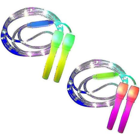Lot de 2 cordes à sauter LED, longueur ajustable et trois modes d'éclairage, pour enfants, spectacle lumineux et fitness (1/3)