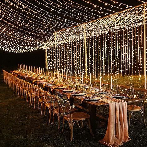 Lichterkette für den Außenbereich, 6 m x 3 m Lichtervorhang, 600 LEDs, 8 Modi, elektrische, wasserdichte Weihnachtslichterkette für Fenster (Warmweiß [Energieklasse E]) (1/5)