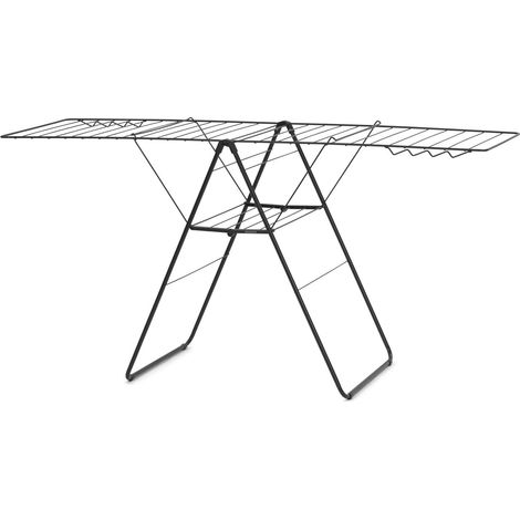 Brabantia HangOn - Stendibiancheria (25 m, nero opaco), compatto, pieghevole, regolabile, in acciaio inox, stendibiancheria da interno (1/5)