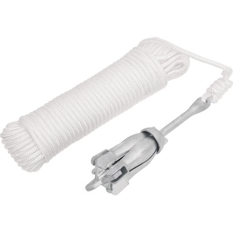 Ancla plegable con cuerda hierro maleable plateado 1,5 kg vidaXL