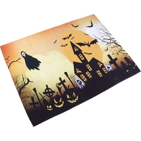 Halloween-Hintergrundbild, gruseliger Friedhofs-Wandteppich, Wandbehang für die Heimdekoration, Halloween-Szene, 230 x 180 cm / 90,6 x 70,9 Zoll (1/5)