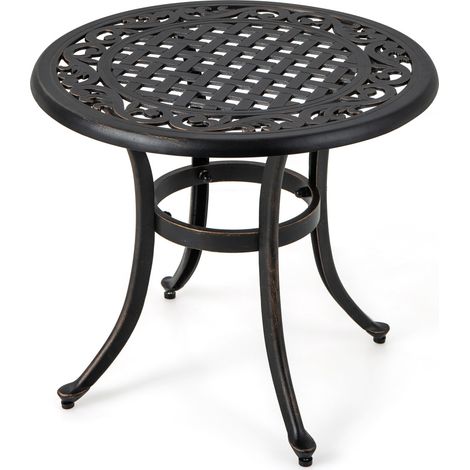 Table d'appoint de patio 24 pouces avec patins réglables pour bord de piscine, cour arrière et balcon - marron rustique (1/5)