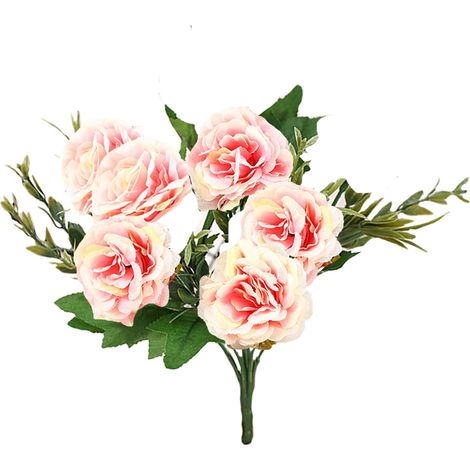 Bouquet De Roses Artificielles En Soie Rose - Décoration Réaliste Pour Mariage Et Maison - Lot De 1 (1/3)