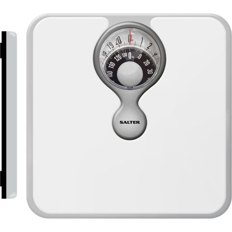 Salter 484 WHDR - bilancia pesapersone meccanica da bagno, max 133 kg, design compatto, lente d'ingrandimento, quadrante di facile lettura, piattaforma imbottita, nessuna batteria, kg, st, e lb (1/5)