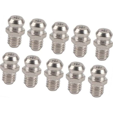 Ulisem Lot de 10 embouts de rechange en métal pour pistolet à graisse, accessoires de lubrification résistants à la rouille pour l'automobile, la moto et l'industrie (M6 Straight) (1/4)