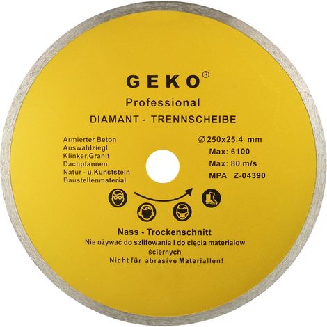 Geko Lame diamant 250 mm Turbo pour béton et granit