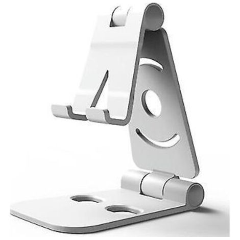 Support de téléphone portable mini et pliable pour bureau, réglable sur 4 degrés, universel pour iPhone et Android (blanc)