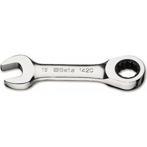 Beta 142C Chiavi a cricchetto combinate corte cromate - 15x15