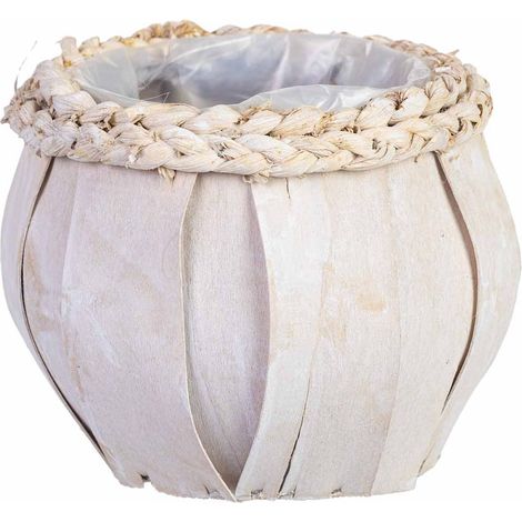 Cesto redondo de madera blanco 16x16x15h cm (1/5)