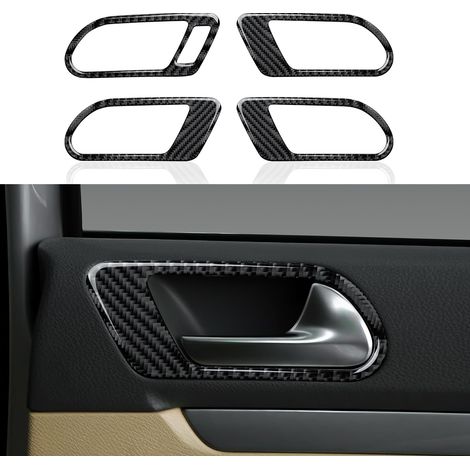 Lot de 4 autocollants pour poignée de porte intérieure de voiture En fibre de carbone Compatible avec Jetta V Golf Golf GTI Golf Plus Golf R32 Variant Accessoires d'intérieur (1/5)