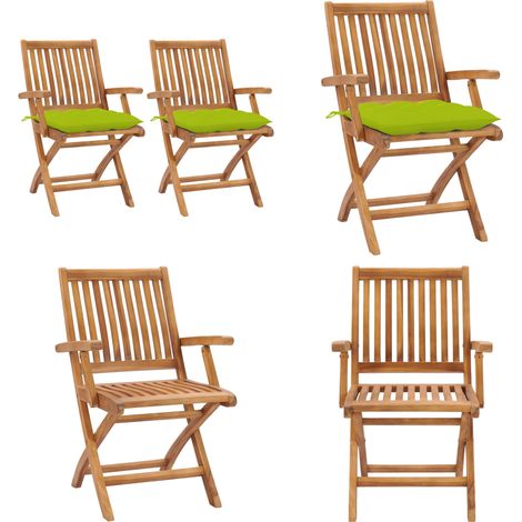 Gartenstühle 2 Stk. Mit Hellgrünen Kissen Massivholz Teak - Gartenstuhl - Gartenstühle - Home & Living (1/5)