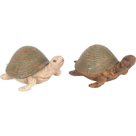 Statuetta di tartaruga in resina 2U - Decorazione animale verde e beige