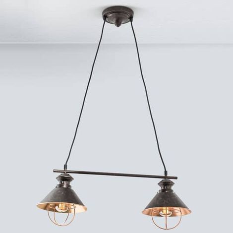 [GEBRAUCHT] B-Ware Orion Zweiflammige Hängeleuchte Shanta Schwarzkupfer Pendelleuchte Deckenlampe