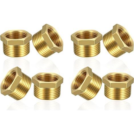 Lot de 8 réducteurs en laiton 1/2" vers 3/8" AG/IG, 20,5 x 15,5 mm, raccord fileté pour conduite d'eau (1/5)