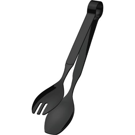 Pince de service, en acier inoxydable 18/10, satinée, pour pâtes et salades, couverts de service, passent au lave-vaisselle, longueur : 20 cm - Noir (1/4)