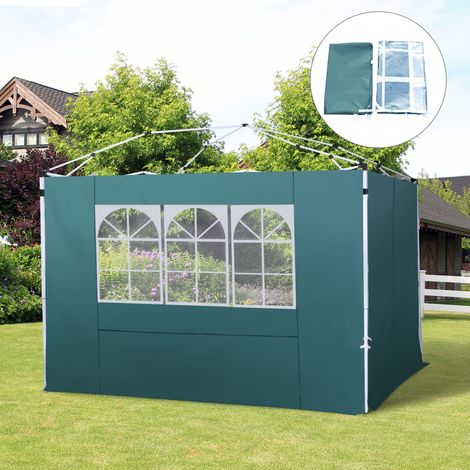 Lot 2 murs Vert latéraux tentes 3x3 m remplacement kiosque oxford fenêtre jardin fête foncé 300x200 cm