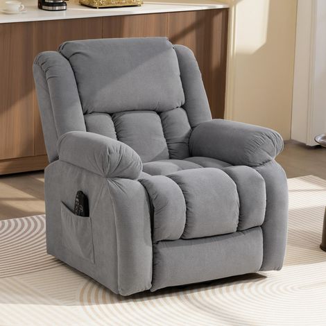 Fauteuil releveur électrique massage et chauffage avec repose-pied, dossier inclinable, télécommande et poche latérale (1/5)