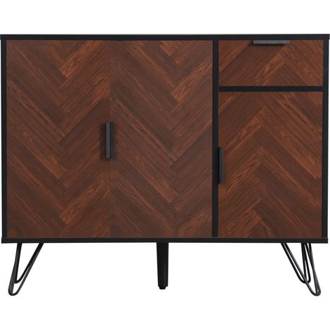 Aparador moderno negro y efecto madera con cajón y estantes regulables 90x30x71,5 cm MODENUIT (1/5)