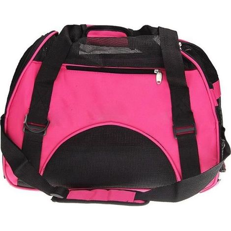 Sac de transport de voyage pour chien chat Sac d\'animal de compagnie en tissu rose (1/3)