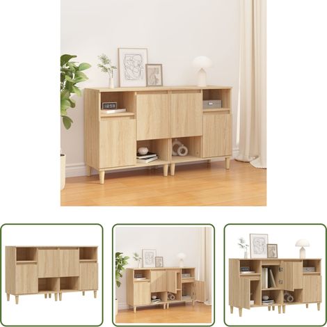 Holzbeine -  Sideboards 2 Stk. Sonoma-Eiche 60x35x70 cm Holzwerkstoff (1/5)