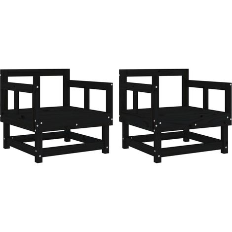 Maison Exclusive - Gartenstühle 2 Stk. Schwarz Massivholz Kiefer