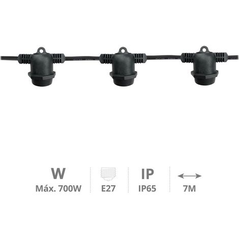 Kit guirnalda decorativa Liboi 7M 5 portalámparas IP65 (1/5)
