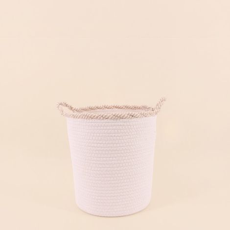 Panier rond en corde de coton finition vague 30x28cm (1/5)